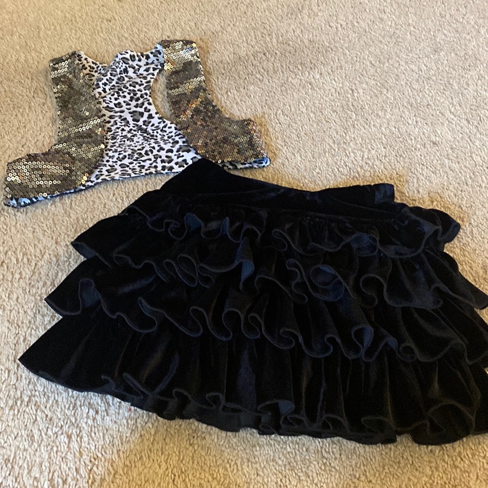 Velvet skirt and sparkle vest